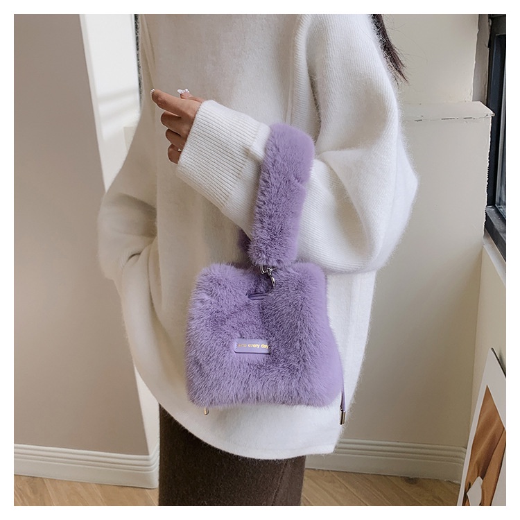 Dongbeauty Túi Đeo Chéo Vai Bằng Vải Lông Thời Trang Thu Đông 2023