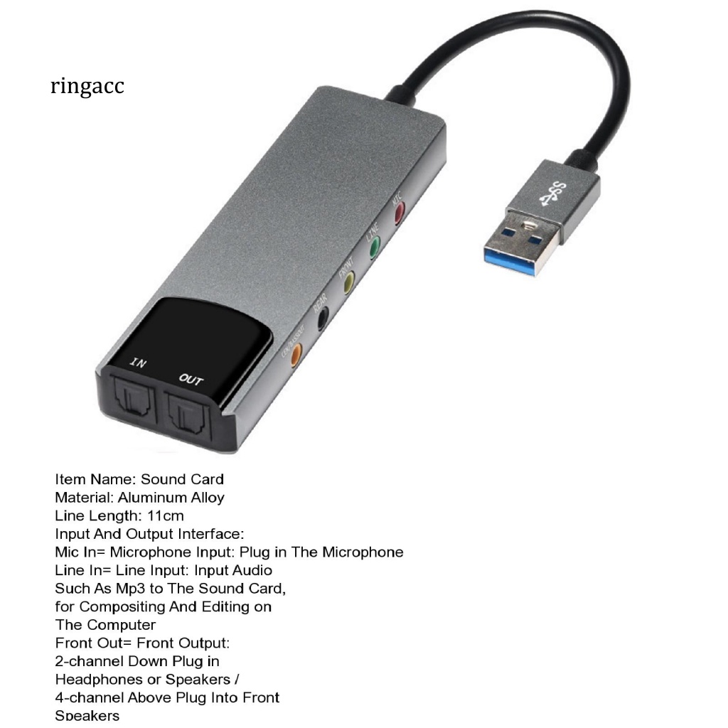 Thẻ Âm Thanh Bên Ngoài rga 6 Kênh usb spdif Đa Năng ac-3 Hỗ Trợ Lý Tưởng Cho Máy Tính dts-Compa 5.1