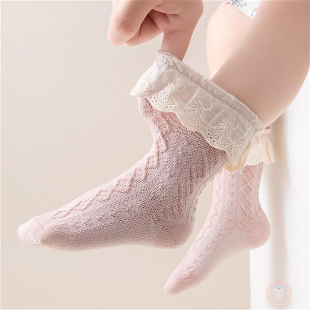 Vớ Công Chúa laa6-baby Nhún Bèo Phối Ren Thoáng Khí Dễ Thương Cho Bé Gái