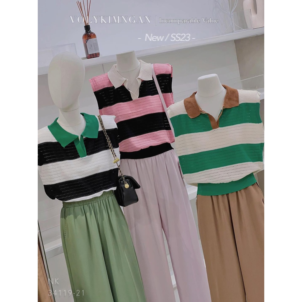 Set sn áo lỗ quần satin 3 màu