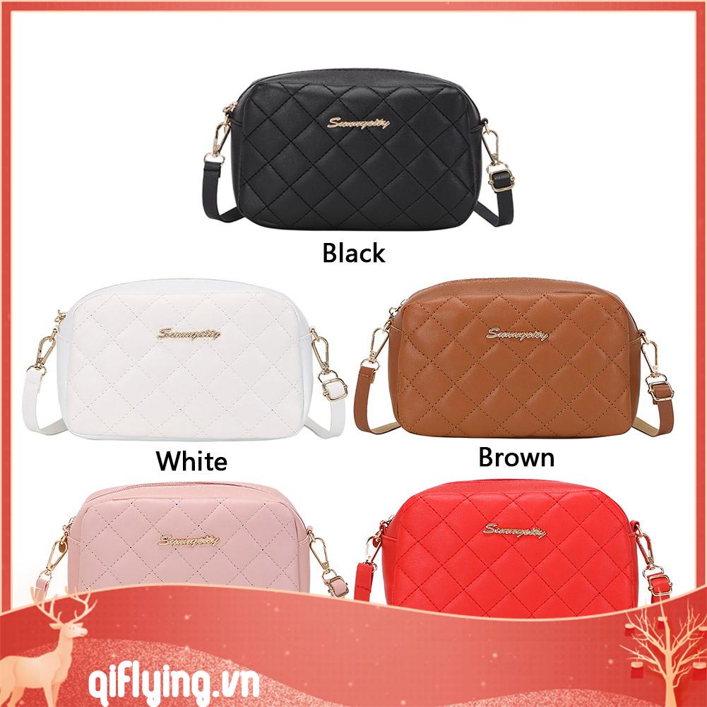 Túi Đeo Chéo Da pu Họa Tiết Kim Cương Cho Nữ