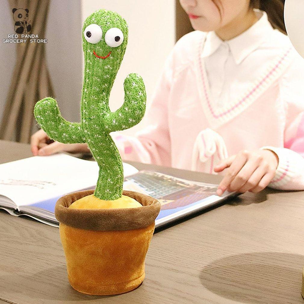 [RED PANDA]. Adorable Talking Toy Dance Cactus Doll Glow Wriggle Dancing Cactus Toy