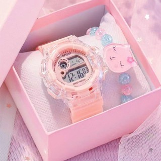 Đồng hồ trẻ em điện tử màu kẹo Quà tặng Thiết kế thích hợp Phong cách trường học Thể thao đa chức năng Đồng hồ trong suốt phát sáng cho trẻ em 6-12 tuổi