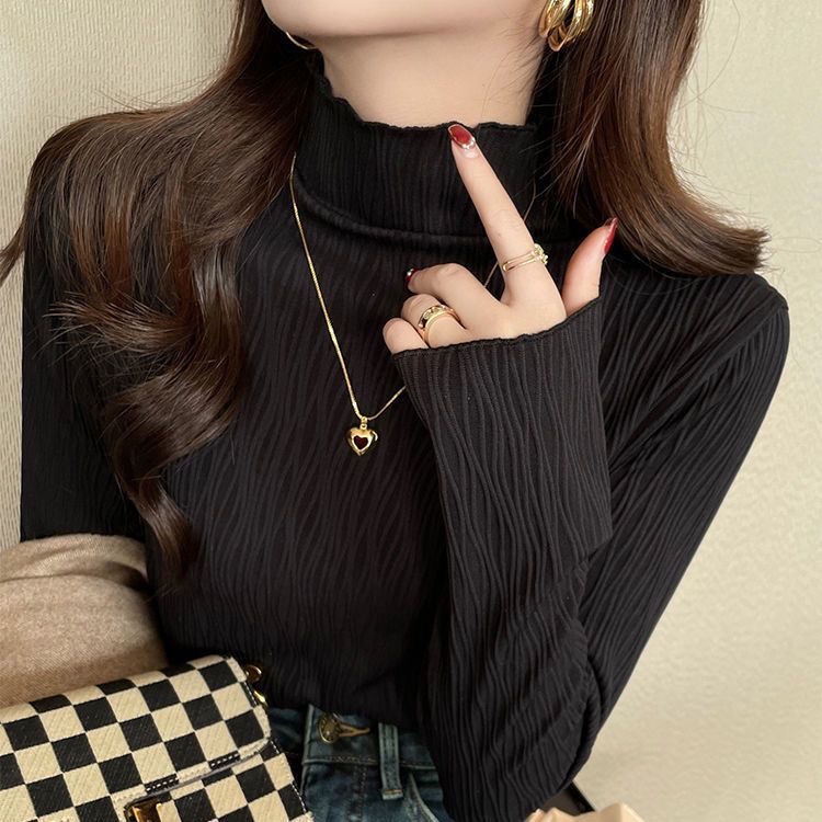 Áo Thun Tay Dài Cổ Cao Dáng Ôm Phong Cách Hàn Quốc htv0