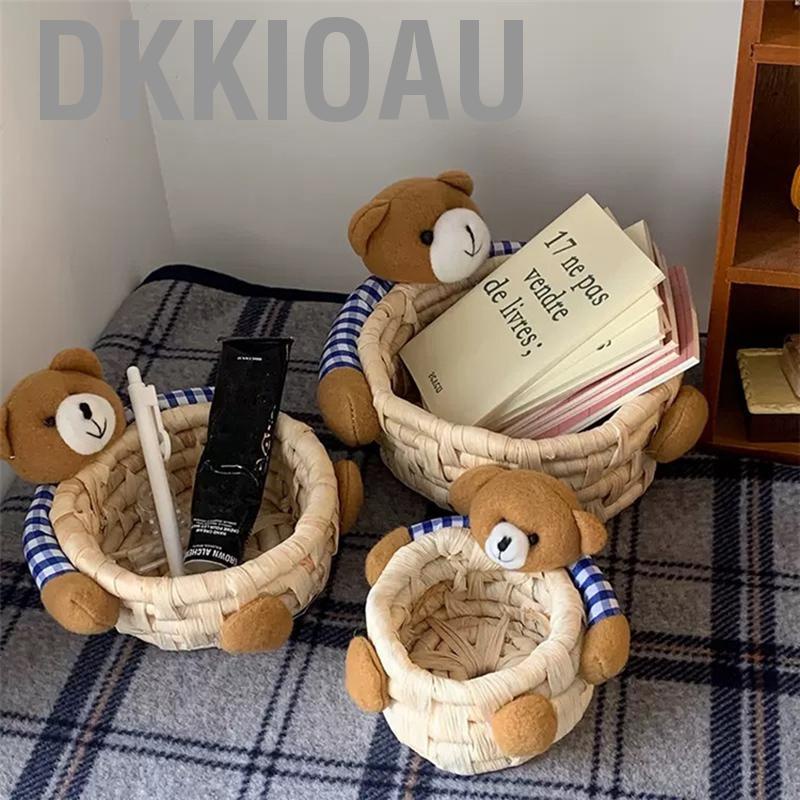 Dkkioau Cute Cartoon Bear Storage   for Desktop Office Bedroom