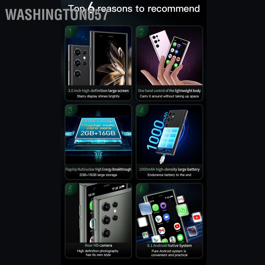 Washington057 SOYES S23 Pro Điện thoại thông minh mini 3.0 inch Kính 3D siêu mỏng WiFi RAM 2GB ROM 16GB 0 3MP Mặt trước 2MP Camera sau di động bỏ túi 3G cho Android 8.1