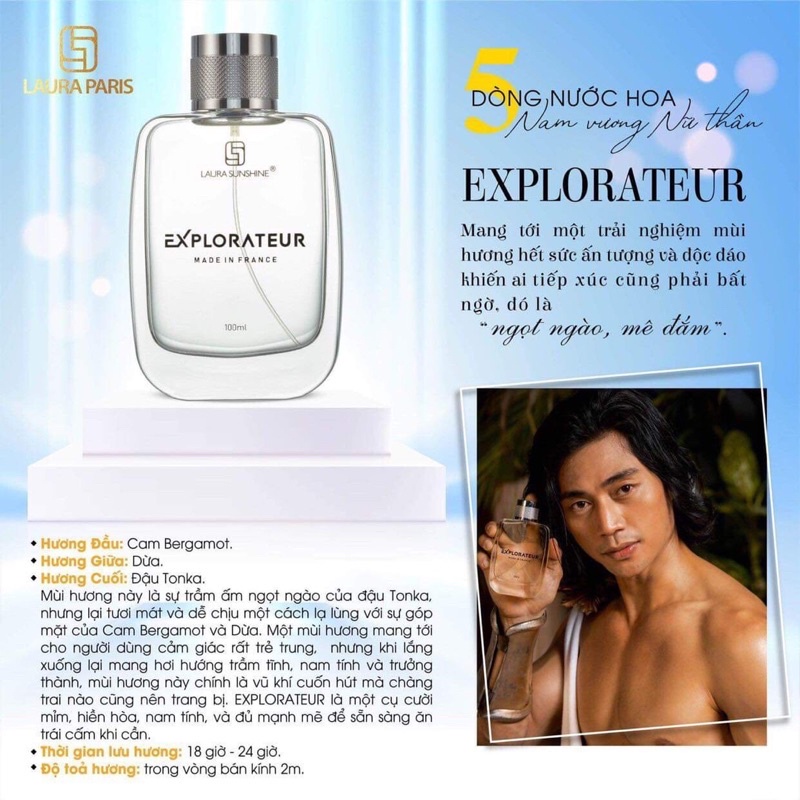 Nước hoa nam Explorateur Laura Paris No4 10ml - Laura Sunshine Nhật Kim Anh