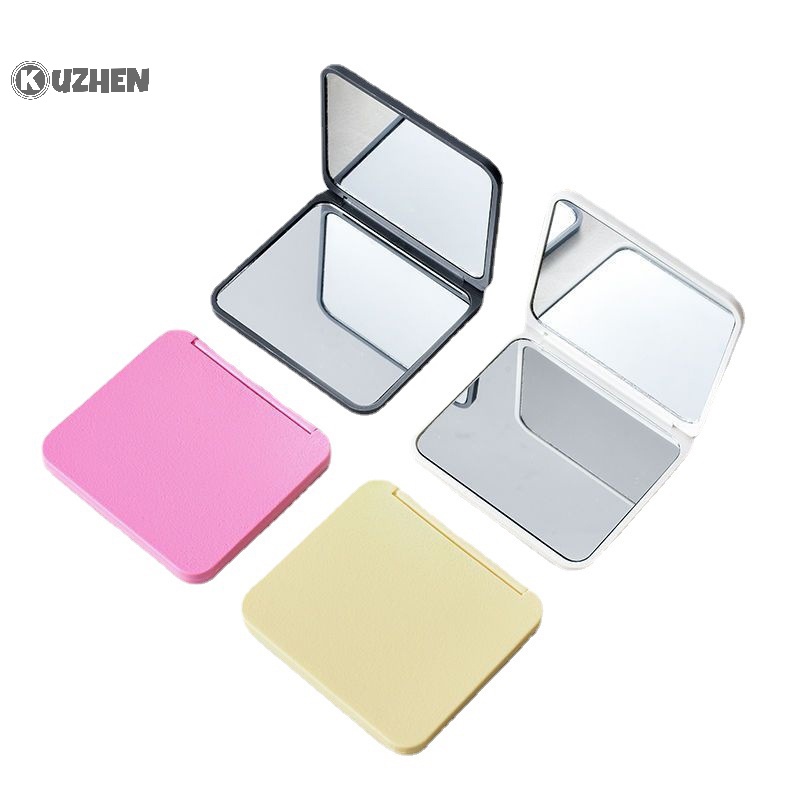 Gương Trang Điểm kuzhen 2 Mặt Hình Vuông mini Bỏ Túi Nhiều Màu Sắc