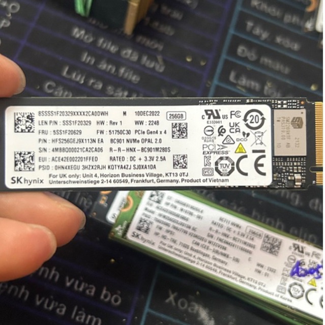 Ổ ssd Nvme 256gb gen4x4 bc901 sức khoẻ 100% lướt vài giờ vài ngày. hàng bóc máy nhập khẩu
