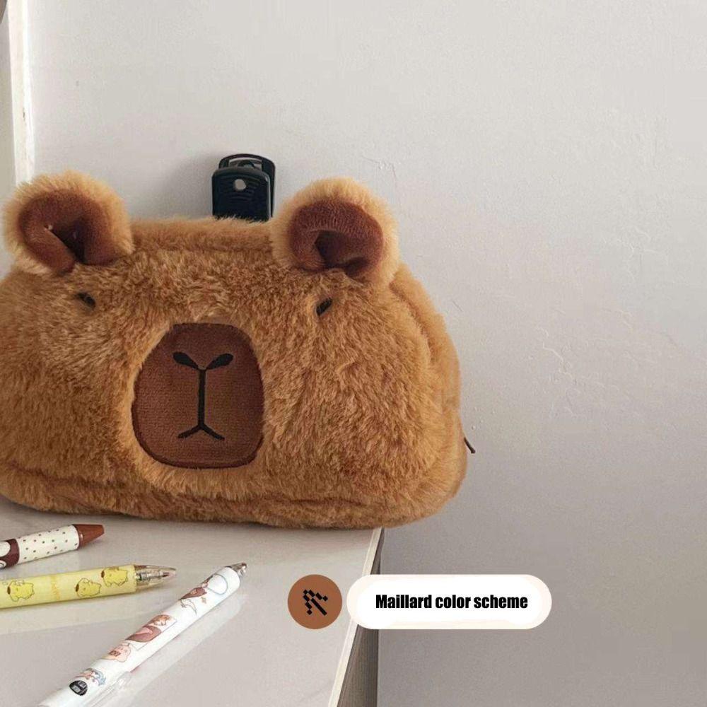 Lanfy Túi Đựng Bút Hình Búp Bê capybara Nhồi Bông Mềm Mại