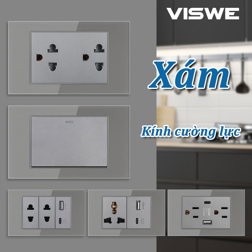 Viswe Công Tắc Điện 1 / 2 Chiều 118 * 72mm 3pin / 2pin / usb c Chất Lượng Cao