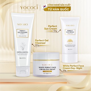 Bộ 3 Sản Phẩm Cao Cấp Chăm Sóc Toàn Diện Da Mặt YOCOCI (Gồm Gel Rửa Mặt 100g, Kem Face 20g & Kem Chống Nắng 50g)
