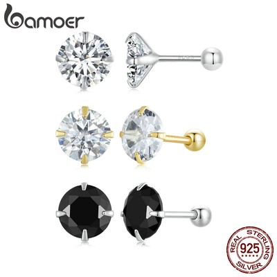 BAMOER Bông Tai Bạc 925 Đính Đá zircon Thời Trang Cho Nữ