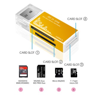 Đầu đọc thẻ usb 2.0 all in one đọc thẻ sd/sdhc/mmc/rsmmc/ms pro duo/micro ms /t-flash micro sd