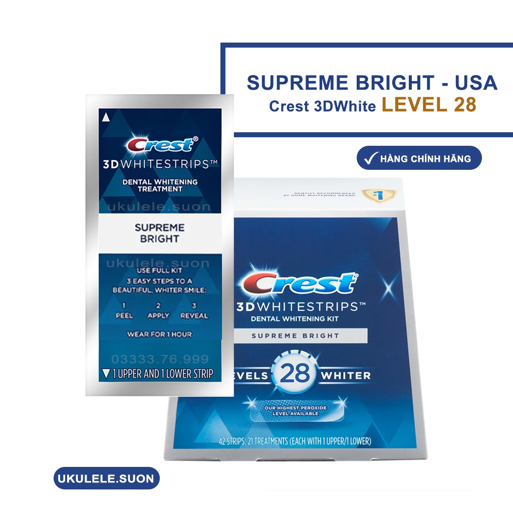 Hộp dán trắng răng Supreme Bright LEVEL 28 - CREST 3DWHITE