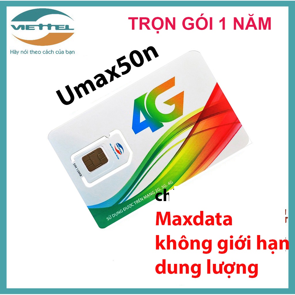 Sim Viettel 4G MXH100 Umax50n 3St4g Sim Data Không giới hạn dung lượng