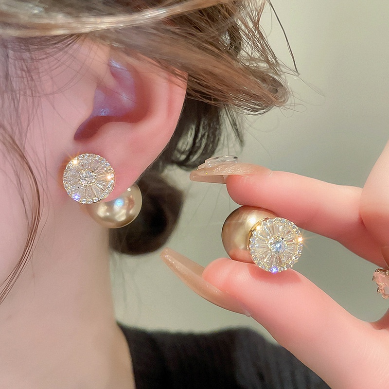Bông Tai Mạ Vàng 14K Đính Ngọc Trai zircon Một Cặp Bông Tai Cao Cấp Kiểu Pháp Hàng Mới Dành Cho Bạn Nữ