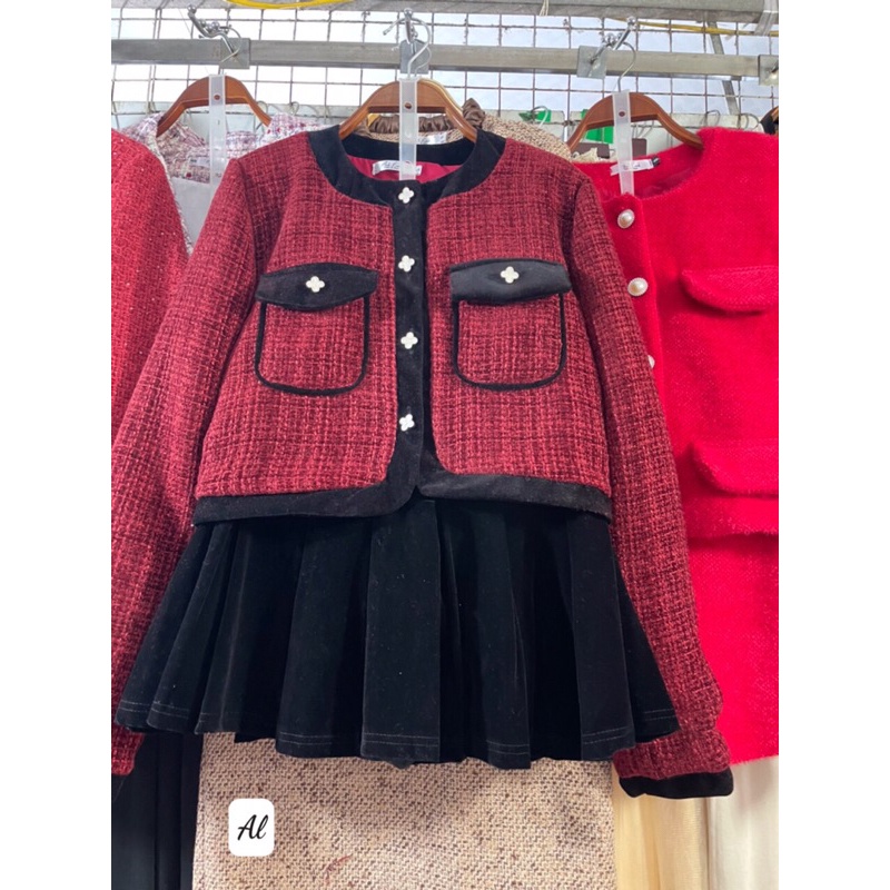 Set áo dạ chân váy nhung