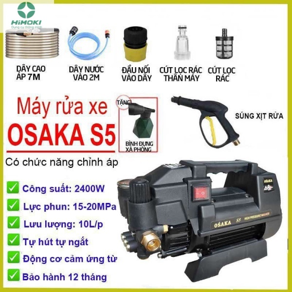 May xit rua xe cao ap, Máy bơm rửa xe mini gia đình, máy rửa xe cao áp công suất mạnh 2800W,  HIMOKI CHÍNH HÃNG