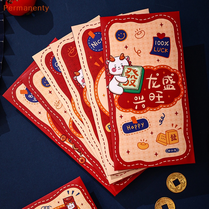 Set 6 bao Lì Xì Đỏ May Mắn Cho Năm Mới Phong Cách Trung Hoa