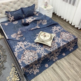 Bộ chăn ga gối 5 món chất liệu cotton poly có chăn hè trần bông