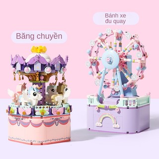 Hộp nhạc vòng quay ngựa gỗ đồ chơi chất lượng cao dành cho bé