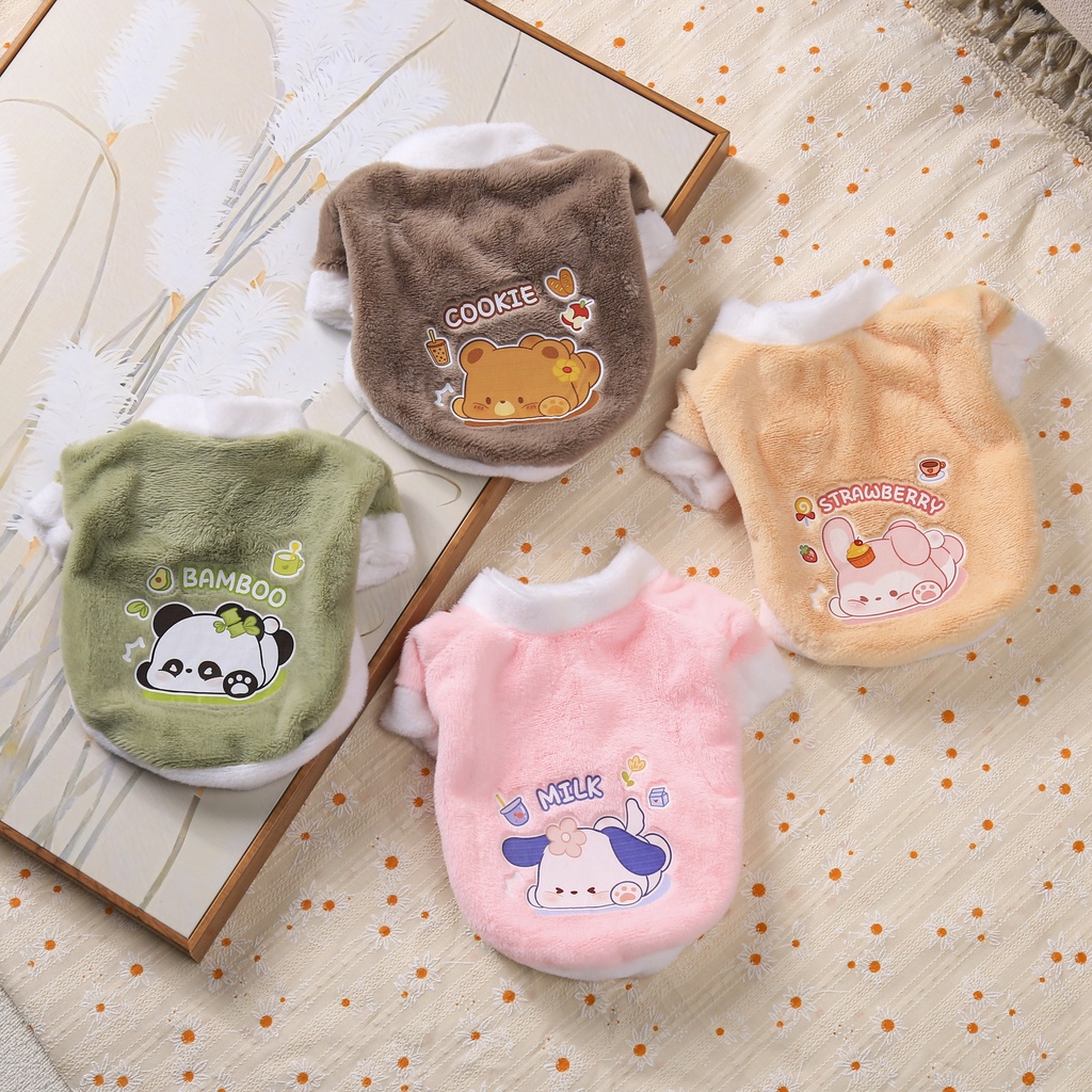 Áo Khoác Bông Giữ Ấm In Hình Động Vật Dễ Thương Cho Thú Cưng