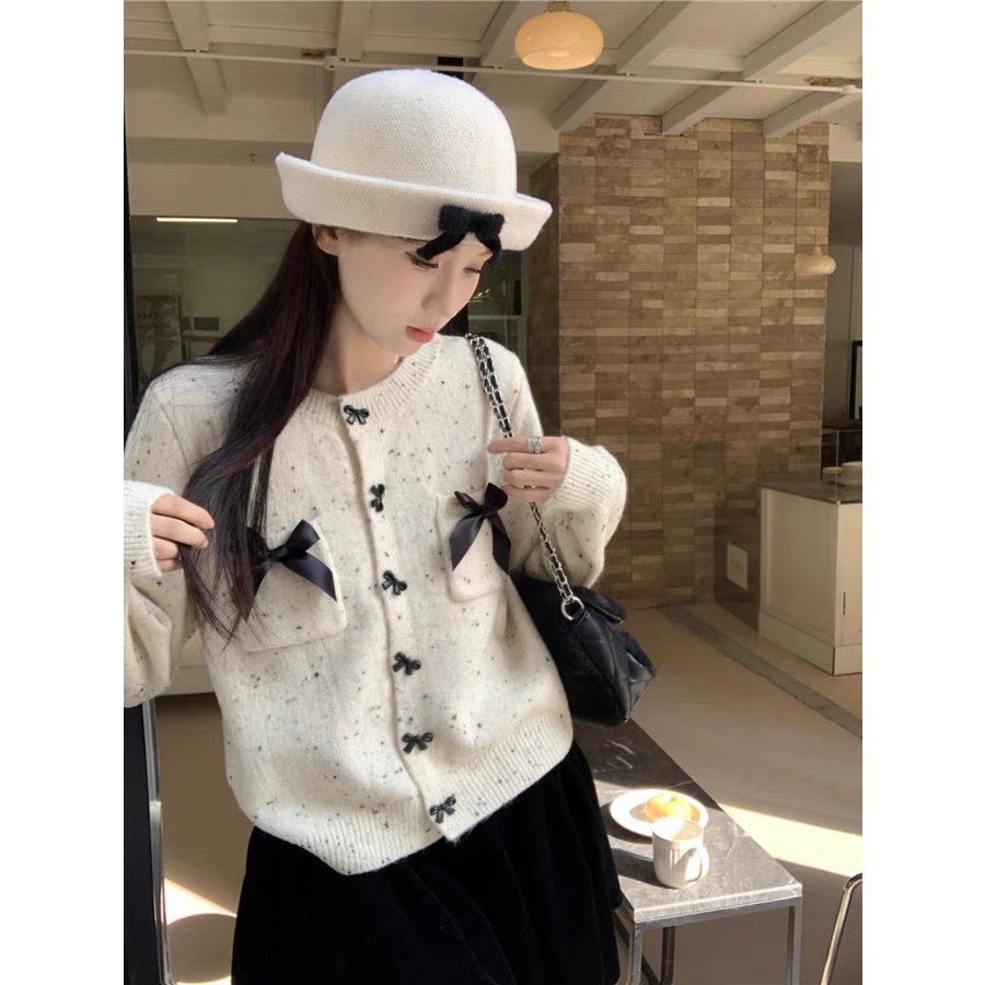 ÁO CARDIGAN LEN ĐÍNH NƠ ULLZANG