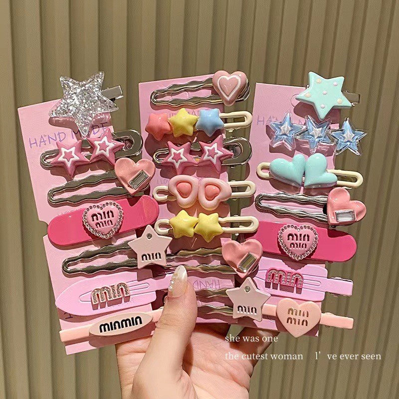 Set kẹp tóc hàn quốc LASSY Set 7 Kẹp tóc Hình Ngôi Sao Màu Hồng Ngọt Ngào Cho Bé Gái [T1- KHO 1]