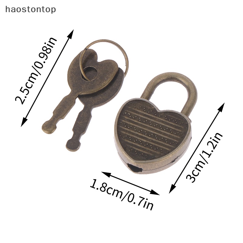 Haostontop 1 Set Ổ Khóa Hành Lý Cứng Hình Trái Tim Kèm Chìa Khóa Dùng Cho Nhật Ký Sách Trang Sức vn