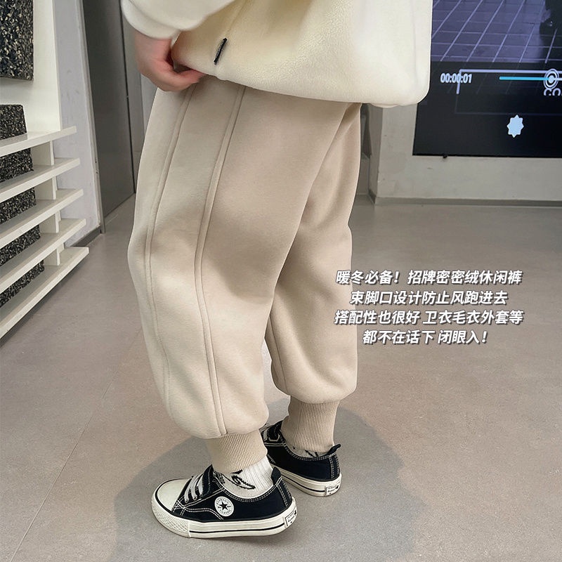 Quần Thể Thao Lót Lông Cừu Dày Dặn Màu Trơn Giữ Ấm Mùa Thu Đông Đơn Giản Cho Bé Gái @ -