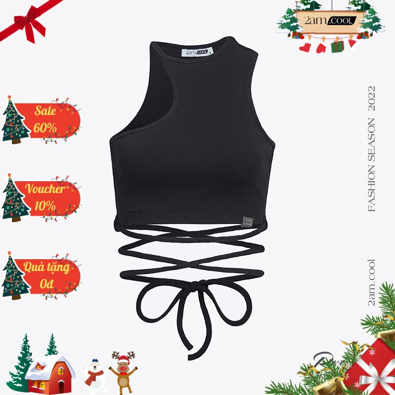 Áo Thun Croptop Nữ Cột Dây Thời Trang Cool Chất Liệu Dày Dặn 2AM