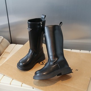 Giày bốt đùi cho bé gái -Giày cao cổ chất PU 2023 êm mềm đính logo đáng yêu fullbox mã 003 Leeshoes