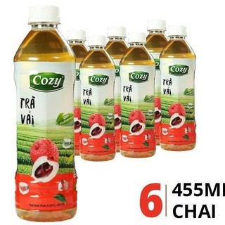 Lốc 6 chai trà đào sả/ Trà vải/ Trà tắc mật ong Cozy 455ml