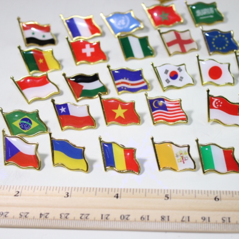 Huy Hiệu Cài Áo Hình Lá Cờ brazil, malaysia, singapore, Ý