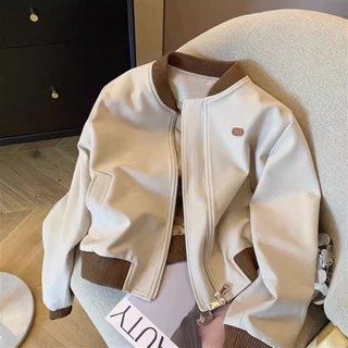 Áo Khoác Bóng Chày Dáng Rộng Phối Màu Sắc Tương Phản Phong Cách retro Mỹ Thời Trang Mùa Thu Cho Nữ