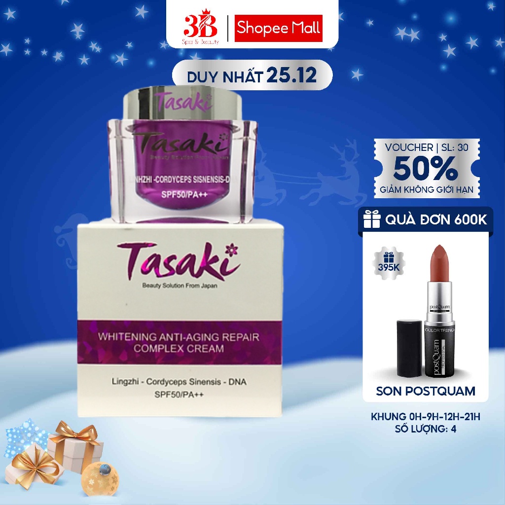 Kem Dưỡng Trắng Da Cao Cấp TASAKI Whitening Anti-aging Repair Complex Cream Chiết Xuất Linh Chi Đông Trùng DNA 25g T04