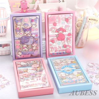Hộp 50 Miếng Dán Trong Suốt Chống Thấm Nước Hình Hello Kitty Sanrio Kawaii Kuromi Cinnamoroll Melody Trang Trí Hộp Quà