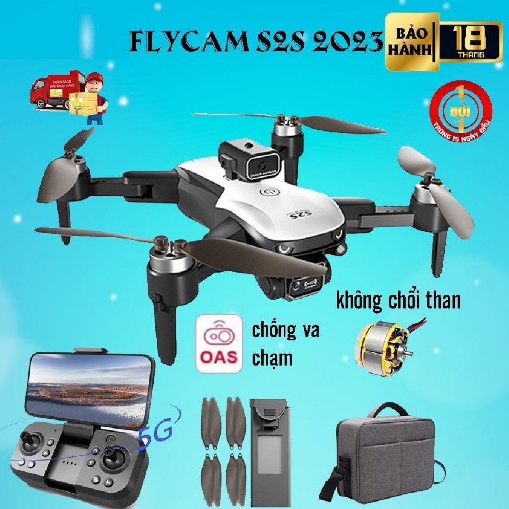 Máy Bay Điều Khiển Từ Xa, Flycam S2S Pro Max, Drone Mini Tích Hợp Động Cơ Không Chổi Than, Fly Cam 4K Chống Va Chạm