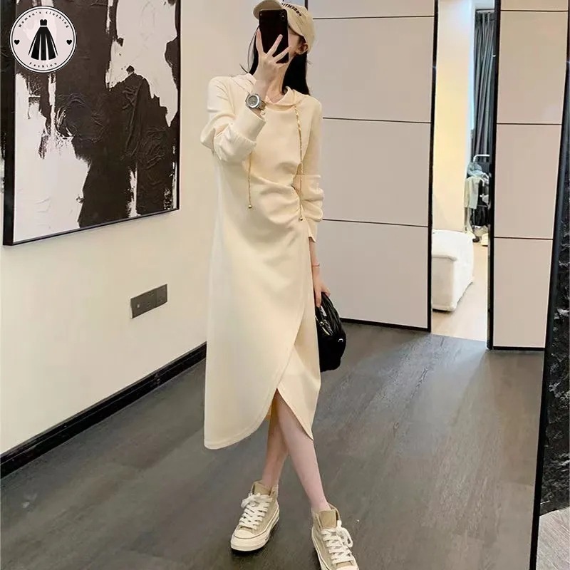 Đầm Hoodie Tay Dài Màu Sắc Thời Trang Cho Nữ