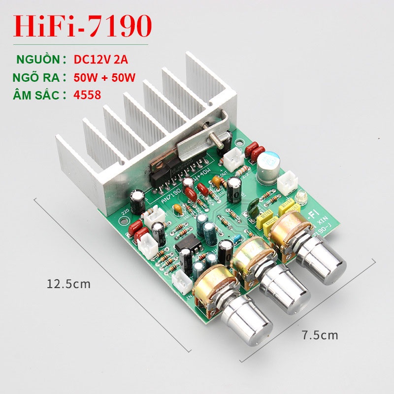 Mạch khuếch đại công suất Palax 7190 DC12V 50W + 50W 2.0 kênh Tự làm loa DIY