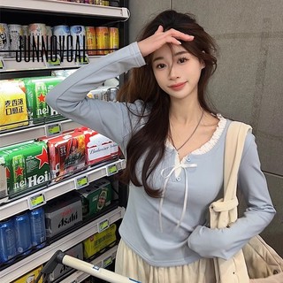 Áo Thun Dài Tay Giả Hai Lớp Màu Trơn Mẫu Mới 2024 Thời Trang Cho Nữ