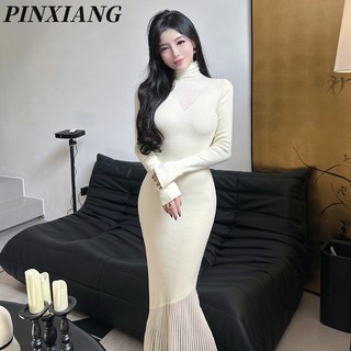 Đầm Dệt Kim Đuôi Cá Dáng Ôm Cổ Cao Thời Trang Mới Cho Nữ