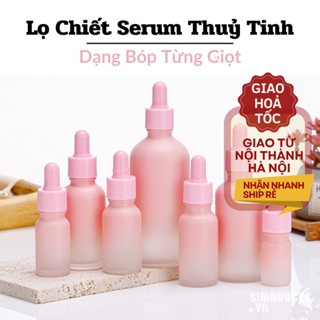 Lọ chiết serum thuỷ tinh màu hồng xinh xắn Chai đựng tinh dầu dưỡng chất mỹ phẩm dạng bóp từng giọt tiện lợi CCC43