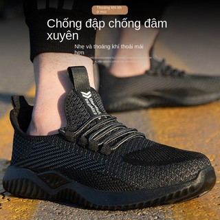 Giày Bảo Hộ Lao Động Thoáng Khí Đế Mềm Nhẹ Mũi Thép Chống Tác Động Chống Đâm Thủng An Toàn Cho Nam Mùa Hè