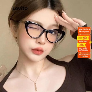 Kính mát Lovito mắt mèo chặn ánh sáng xanh với bản lề lò xo thời trang màu trơn thường ngày L50AD142 (Nhiều màu)