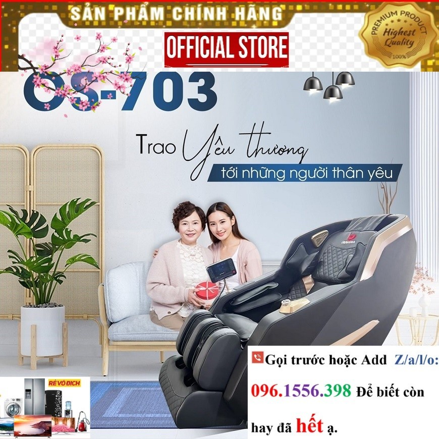 ~P&G Ghế massage Okinawa Os-703 model 2023, 24 bài tập, con lăn 4D bằng silicon êm ái