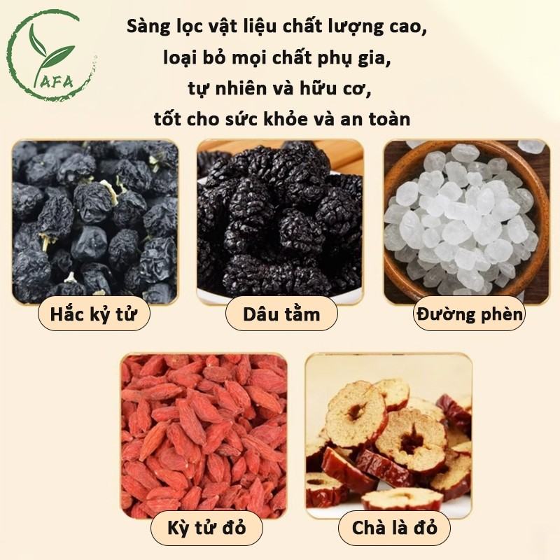 Trà bổ máu 50 gói x 8gr Trà thảo mộc gồm Hắc kỷ tử Kỳ tử đỏ Dâu tằm Táo đỏ Đường phèn Mát gan Đẹp Da