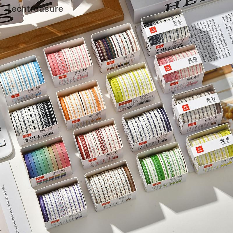[Teh] 10 Cuộn Slim Basic Washi Tape Scrapbooking Supplies Washi Tape Set Rainbow Cinta Adhesiva Deco