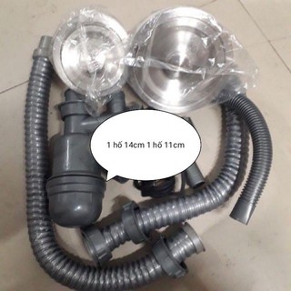 Xi phông chậu rửa bát đôi hố lệch 14cm vs 11cm và 14cm vs 14cm